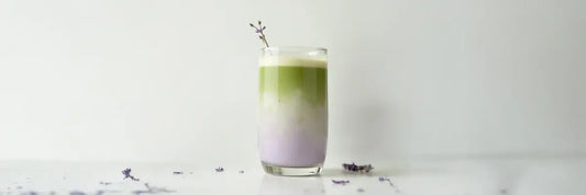 Lavender Matcha in a glass