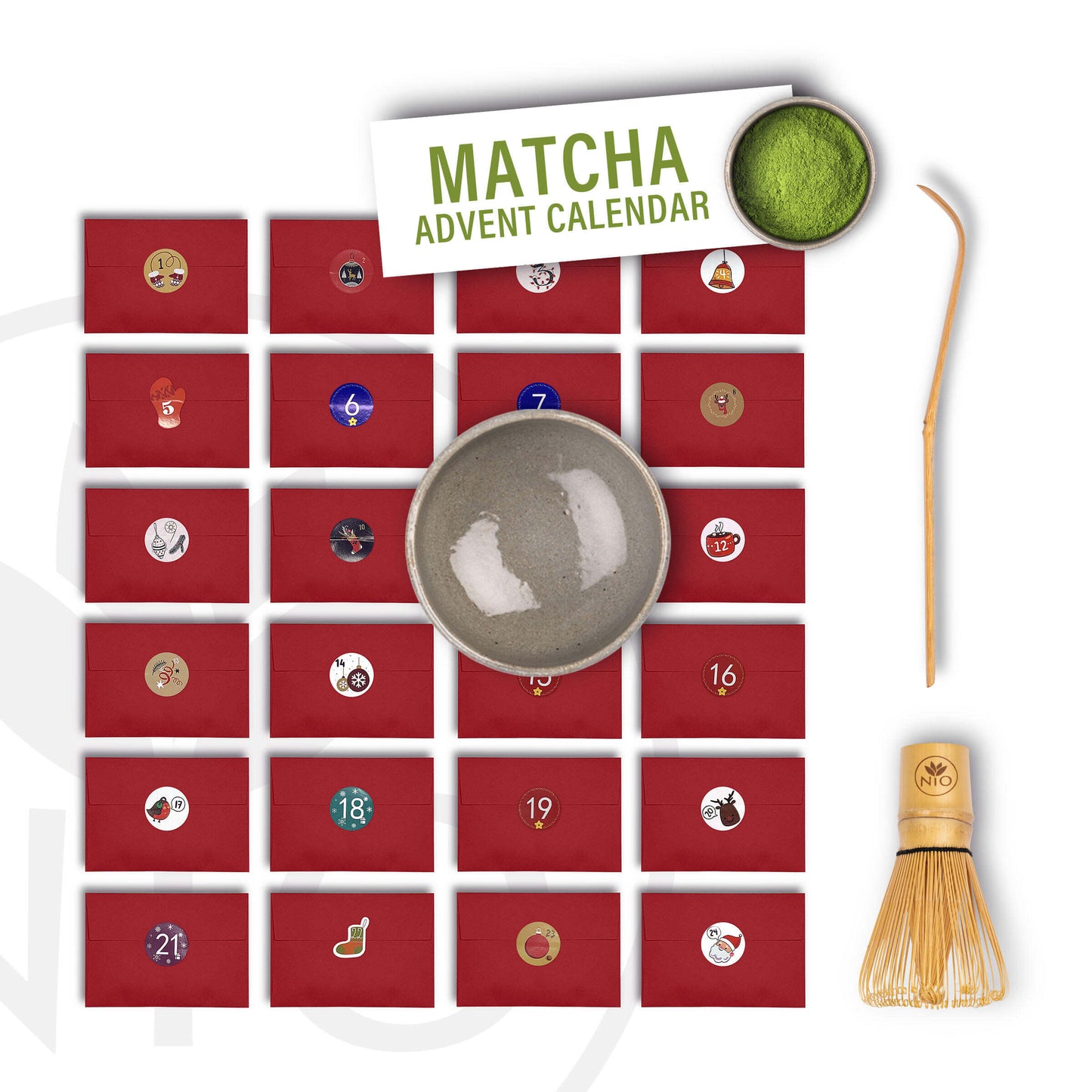 Matcha Tea Advent Calendar 2023 with Whisk, Chawan and Chashaku